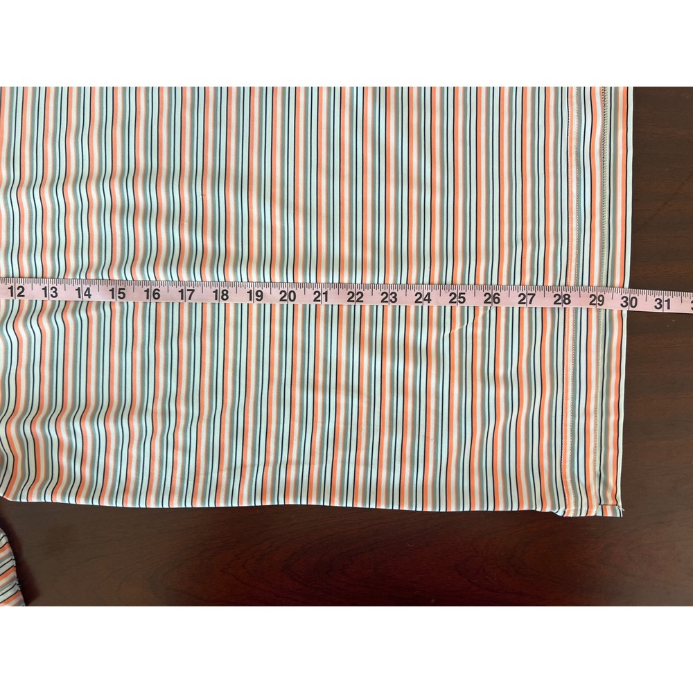 Straight Down Performance Golf Polo Shirt Mens Large Orange Gray Striped C 1903 - Picture 9 of 9